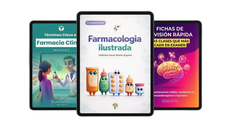 Kit completo: 8 módulos ilustrados de Farmacología + 2 bonus