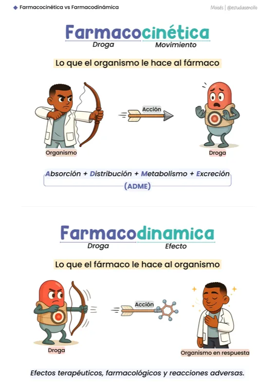 Muestra: mapa visual de farmacocinética vs farmacodinámica